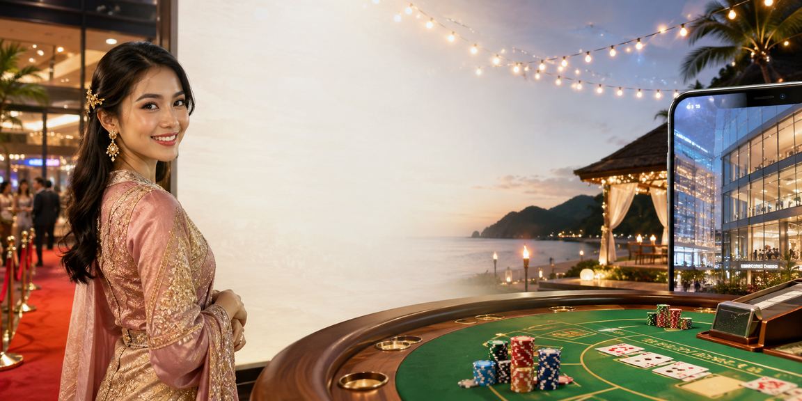 Permainan baccarat bertemakan Hari Raya Langkawi dengan suasana meriah Malaysia